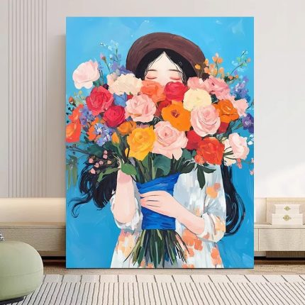 2025 New Floral Series Digital Oil Painting DIY Kit - Girl with Flowers