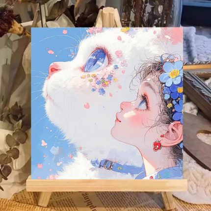 2025 New Therapeutic Landscape Digital Oil Painting DIY Kit - Girl with Cat