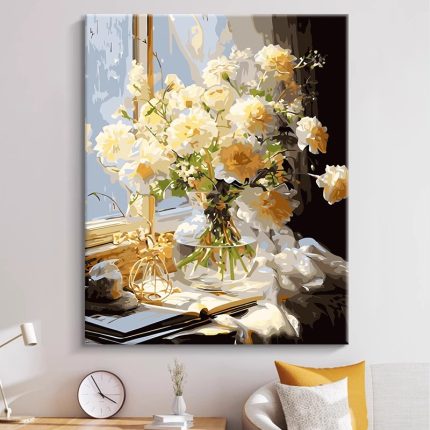 2025 New Floral Series Digital Oil Painting DIY Kit - White Roses