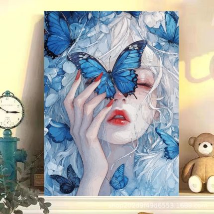 Therapeutic Series Digital Oil Painting DIY Kit - Blue Butterfly Girl